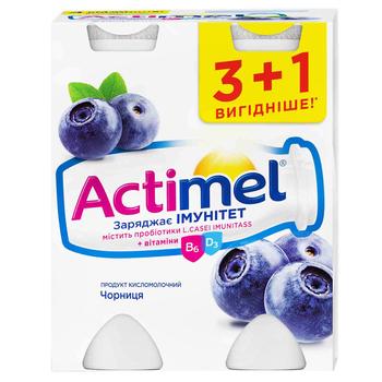 Danone Actimel Bilberry Flavored Fermented Milk Product 1.5% 4pcs*100g - buy, prices for MegaMarket - photo 1