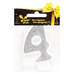Party House Silver Figure 4 Large Candle