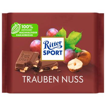 Шоколад молочний Ritter Sport з родзинками та горіхами 100г - купити, ціни на NOVUS - фото 1