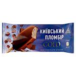 Морозиво Київський Пломбір Gold в молочному шоколаді з шоколадним соусом 80г