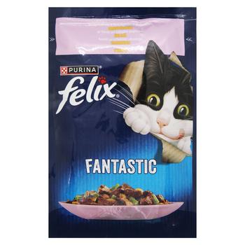 Корм вологий Felix Fantastic з фореллю та зеленими бобами для котів 85г - купити, ціни на MasterZoo - фото 1
