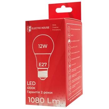 Лампа Electro House светодиодная A60 12W 4100K 220V E27