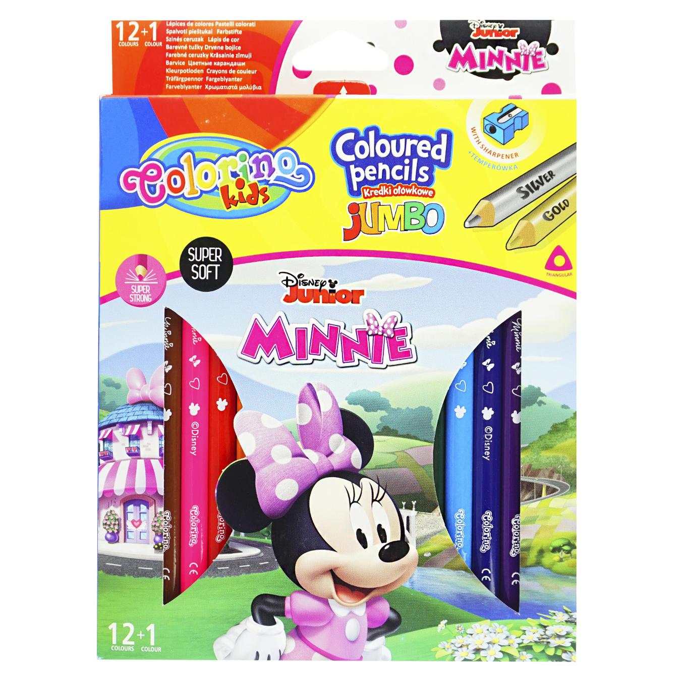 

Карандаши Colorino Minnie Jumbo 12+1 цветов + точилка