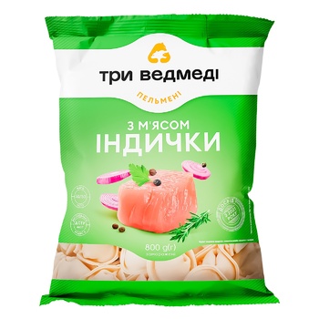 Пельмени Три Медведя с мясом индейки 800г - купить, цены на Auchan - фото 1