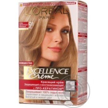 Крем-фарба для волосся L'Oreal Excellence Creme 9.1 дуже світло-русявий попелястий купити, ціни на МегаМаркет - фото 3