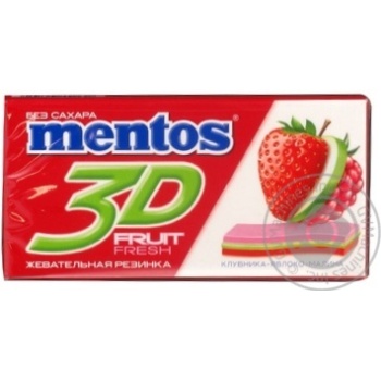 Жевательная резинка Mentos 3D Клубника-яблоко-малина 33,6г купить, цены на МегаМаркет - фото 3