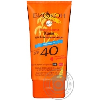Крем Биокон Солнцезащитная серия SPF40 160мл купить, цены на МегаМаркет - фото 1