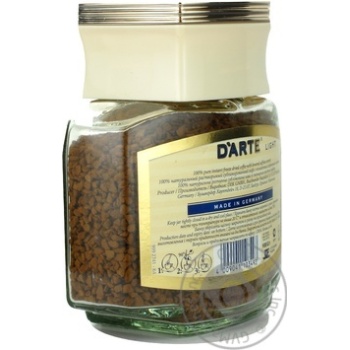 Instant natural sublimated coffee Darte Light 100g Germany - buy, prices for - photo 2