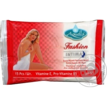 wet wipes aqwella cotton for an intimate hygiene 15pcs 55g Turkey