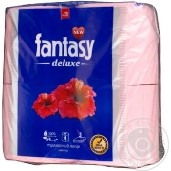 Туалетний папір Fantasy Deluxe Квіти 3-шаровий 4шт - купити, ціни на МегаМаркет - фото 2