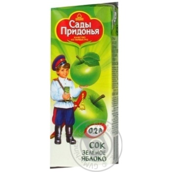 Сік Сади Придоння зелене яблуко дитячий відновлений освітлений пастеризований без цукру з 3 місяців тетрапакет 200мл Росія - купити, ціни на - фото 8