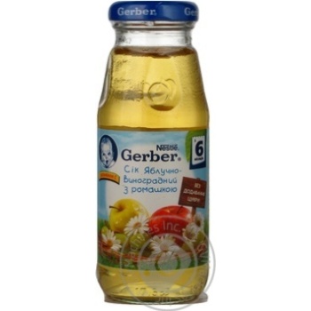 Clarified pasteurized enriched sugar-free juice with vitamin C Gerber apple and grapes for children from 6+ months glass bottle 175ml Poland - buy, prices for NOVUS - photo 5