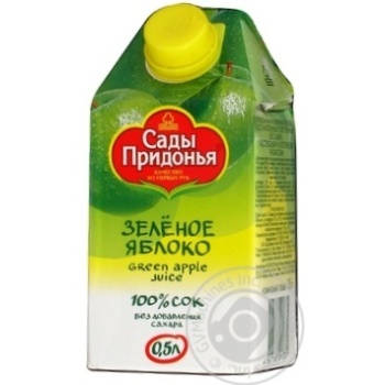 Reconstituted clarified pasteurized sugar-free juice Sady Pridonia green apple tetra pak 500ml Russia - buy, prices for NOVUS - photo 1