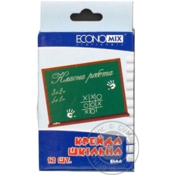 Крейда Economix шкільна біла 60701 12шт купити, ціни на МегаМаркет - фото 1