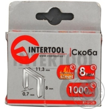 Скоби Inter Tool 1000шт. 8мм арт. RT-0128 х6 купить, цены на МегаМаркет - фото 1