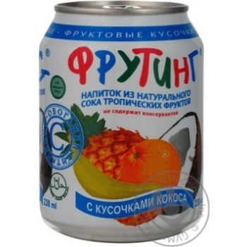 Non-alcoholic non-carbonated juice-containing drink with tropical fruit juice Fruiting 238ml - buy, prices for MegaMarket - photo 1