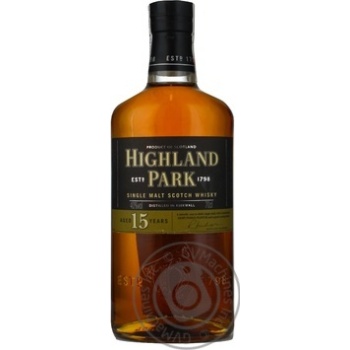 Whiskey Highland park 40% 15yrs 700ml glass bottle Scotland - buy, prices for MegaMarket - photo 1
