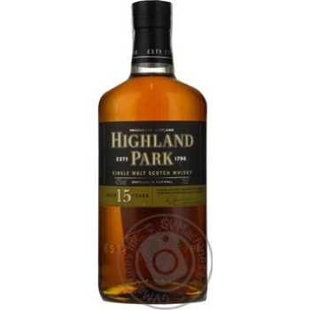 Whiskey Highland park 40% 15years 700ml glass bottle Scotland England