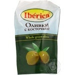 Оливки Иберика зеленые с косточкой 170г