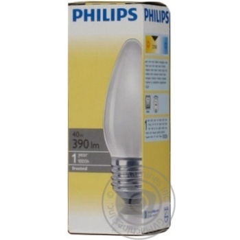Лампа розж. Philips свічка мат. 40 Вт Е27 купить, цены на МегаМаркет - фото 1