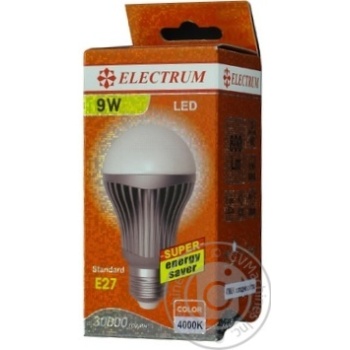 Лампа Electrum світлодіодна Standart 9W E27 купити, ціни на МегаМаркет - фото 1