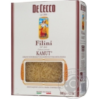 Макарони De Cecco Filini Kamut №181 500г - купити, ціни на - фото 2