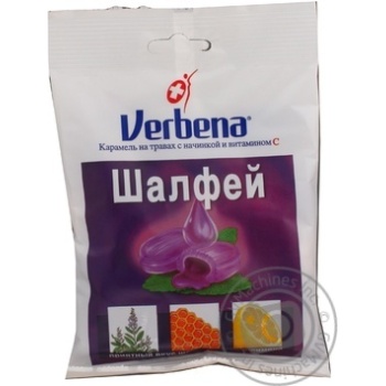 Карамель Verbena Шалфей на травах с начинкой из шалфея и витамином С 60г купить, цены на МегаМаркет - фото 2