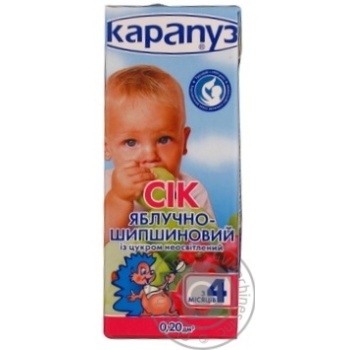 Сік Карапуз яблучно-шипшиновий з цукром неосвітлений з 4 місяців 200мл купити, ціни на МегаМаркет - фото 2