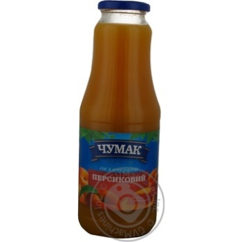 Pasteurized homogenized nectar with pulp and sugar Chumak peach glass bottle 1000ml Ukraine - buy, prices for - photo 1