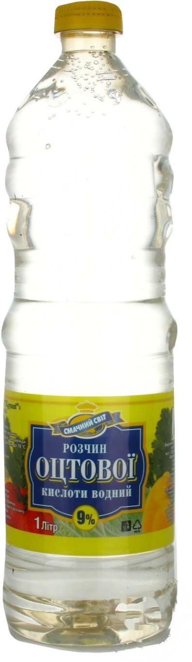 

Уксус Вкусный мир раствор столовый 9% 1л