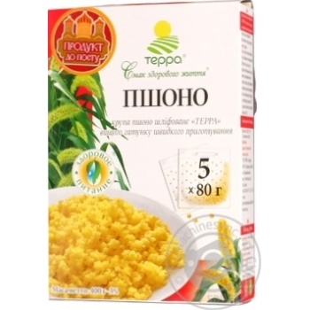 Крупа пшено Терра шлифованное в/с быстрого пригот 5*80г купить, цены на МегаМаркет - фото 1