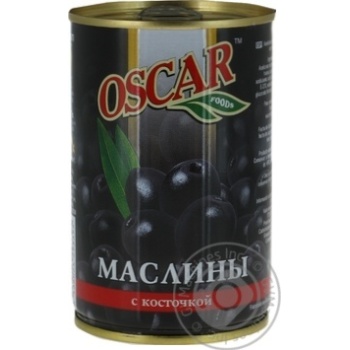 Маслины Оскар черные с косточкой 314мл купить, цены на МегаМаркет - фото 1