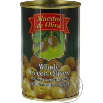 olive Maestro de oliva green with bone 300g can - buy, prices for MegaMarket - photo 1