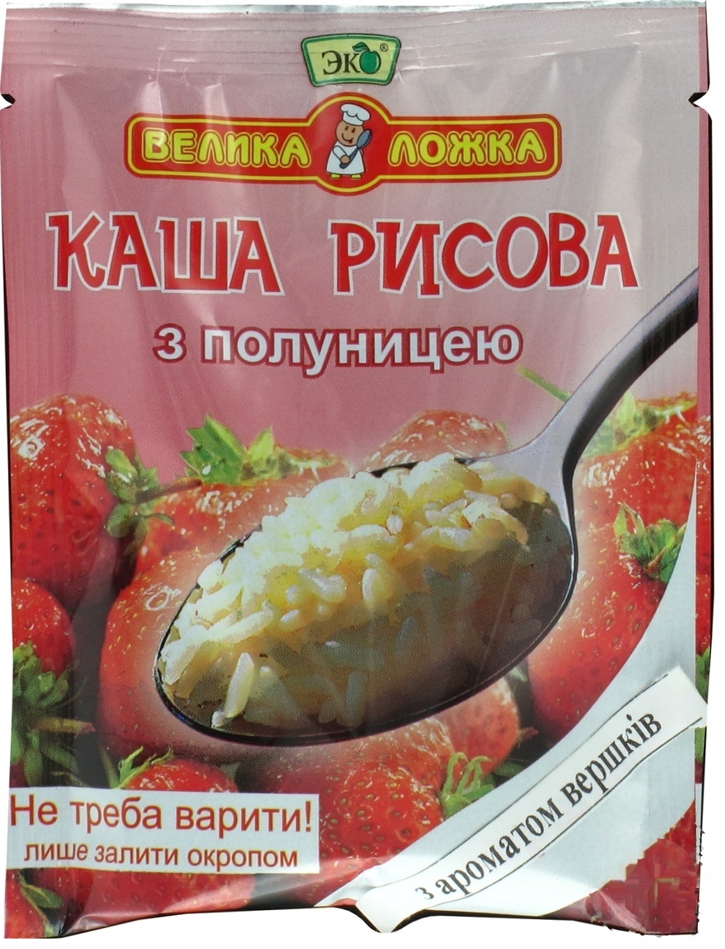 

Каша рисовая Эко Большая Ложка с клубникой и сливками 41г