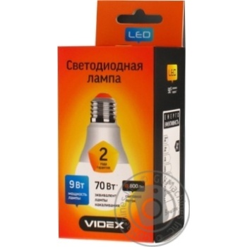 Лампа LED Videx E звичайна жовта 9 Вт Е27 купити, ціни на МегаМаркет - фото 1