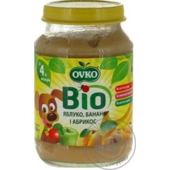 Ovko for children from 4 months with apricot-banana puree 190g - buy, prices for MegaMarket - photo 1