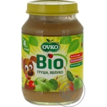 Пюре Ovko Bio груша яблуко 190г купити, ціни на МегаМаркет - фото 1