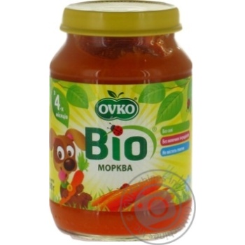 Пюре Ovko Bio морква 190г купити, ціни на МегаМаркет - фото 1