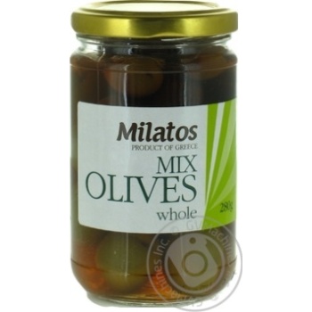 Оливки Milatos асорті з кісточками 280г купити, ціни на МегаМаркет - фото 1