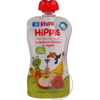 Пюре Hipp Hippis яблуко-полуниця-банан 100г купити, ціни на МегаМаркет - фото 1