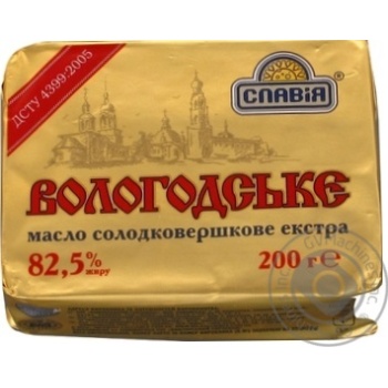 Масло Славия Вологодское сладкосливочное экстра 82.5% 200г купить, цены на МегаМаркет - фото 1