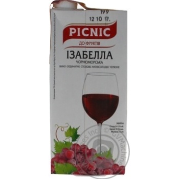Picnic Isabella Chornomorska red semi-sweet wine 13% 1l - buy, prices for MegaMarket - photo 2