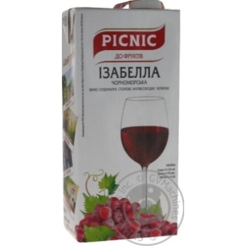 Вино Picnic Ізабелла Чорноморська червоне напівсолодке 13% 1л купити, ціни на МегаМаркет - фото 3