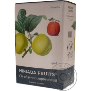 Сік Miriada Fruits Яблучно-гарбузовий 3л - купити, ціни на МегаМаркет - фото 2