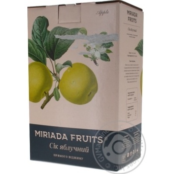 Сік Miriada Fruits яблучний прямого віджиму 3л купити, ціни на МегаМаркет - фото 1