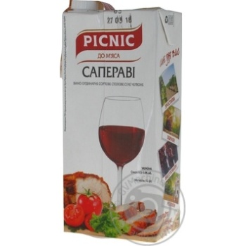 Вино Picnic Саперави красное сухое 9.5-14% 1л купить, цены на МегаМаркет - фото 1
