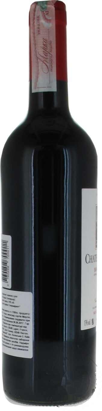 

Вино красное Chateau du Tonnerre Bourdeux Superieur сухое 13% 0.75