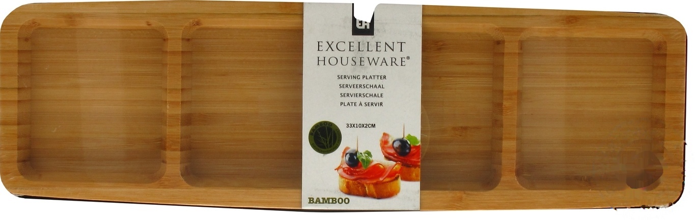 

Менажница Excellent Houseware на 4 секции бамбуковая 33*10см