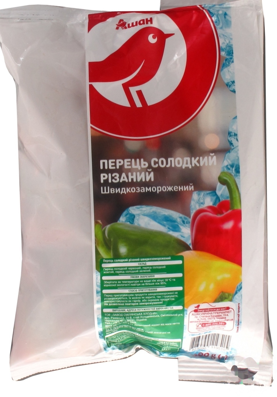 

Перец Ашан сладкий резаный быстрозамороженный 400г