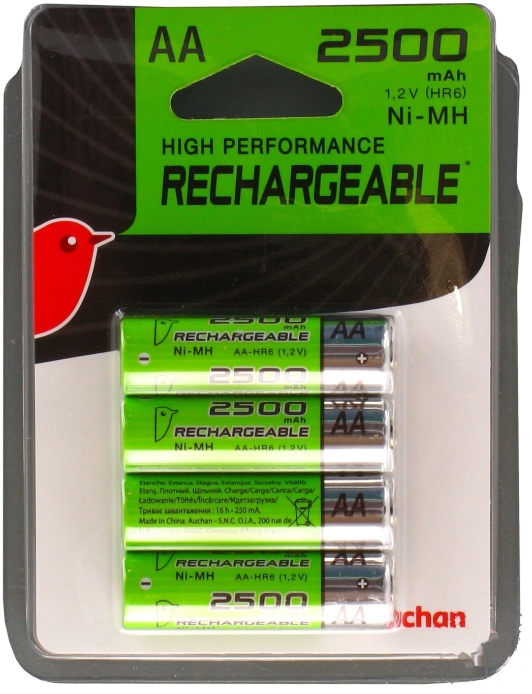 

Аккумулятор Ашан АА 2500mAh 4шт